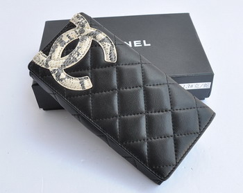 Fake Chanel Leather Wallet Large Fold 164 Black Serpentine Online
